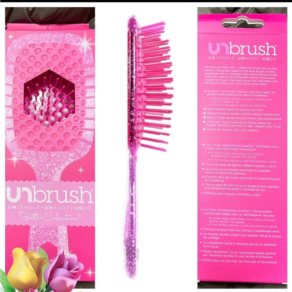 NEW UNbrush Detangling Brush for All Wet or Dry Hair Types - Rose Quartz